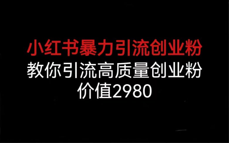小红书暴力引流创业粉,教你引流高质量创业粉,价值2980(小红书暴力引流创业粉五大课程助你高效获取高质量创业粉)