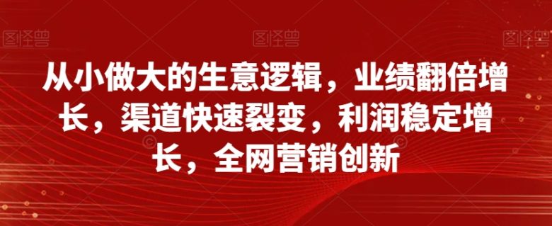 从小做大的生意逻辑，业绩翻倍增长，渠道快速裂变，利润稳定增长，全网营销创新(从小做大的生意逻辑理论解析与实战案例研究)