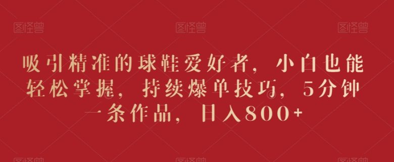 吸引精准的球鞋爱好者,小白也能轻松掌握,持续爆单技巧,5分钟一条作品,日入800+ 吸引精准的球鞋爱好者,小白也能轻松掌握,持续爆单技巧,5分钟一条作品,日入800+