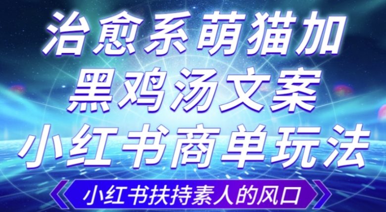 治愈系萌猫加+黑鸡汤文案，小红书商单玩法，3~10天涨到1000粉，一单200左右(小红书商单玩法利用治愈系萌猫和黑鸡汤文案快速涨粉)