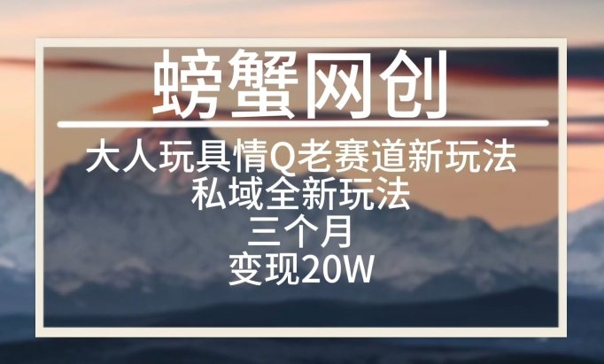 大人玩具情Q用品赛道私域全新玩法,三个月变现20W,老项目新思路 大人玩具情Q用品赛道私域全新玩法,三个月变现20W,老项目新思路