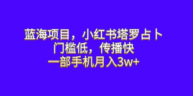 蓝海项目,小红书塔罗占卜,门槛低,传播快,一部手机月入3w+(探索小红书塔罗占卜项目,轻松实现月入3w+)