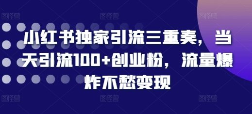 小红书独家引流三重奏,当天引流100+创业粉,流量爆炸不愁变现
