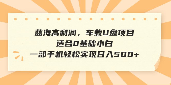 蓝海高利润，车载U盘项目，适合0基础小白，一部手机轻松实现日入500+(《蓝海暴利项目车载音乐U盘，一部手机轻松实现日入500+》)