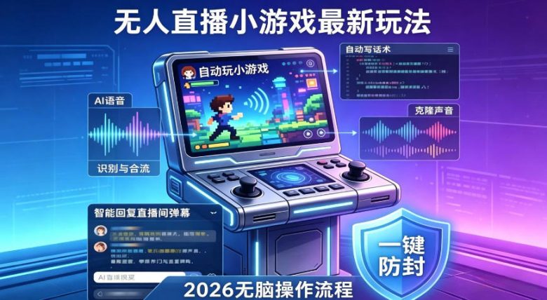 2026年AI无人直播小游戏全流程,不违规不封号,开启创业副业增收之路,小白月入1w+