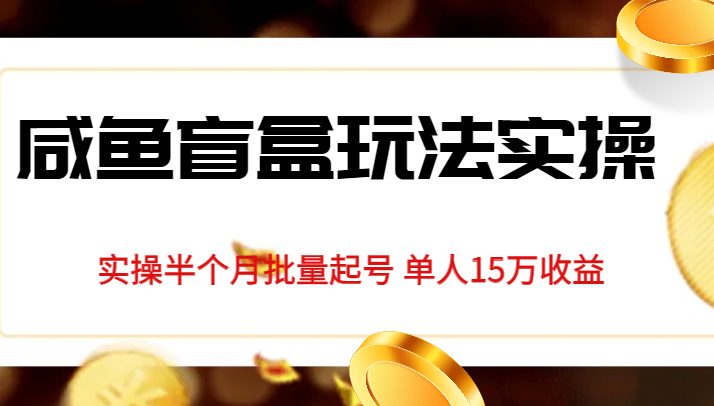 独家首发咸鱼盲盒玩法实操，半个月批量起号单人15万收益揭秘(揭秘咸鱼盲盒玩法半个月实现单人15万收益)