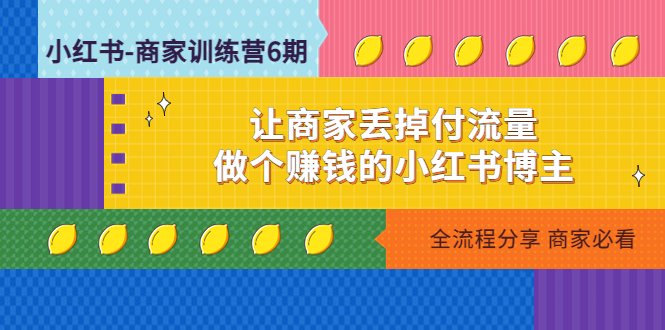 小红书-商家训练营12期：让商家丢掉付流量，做个赚钱的小红书博主(全面解析小红书商家训练营12期打造赚钱小红书博主)