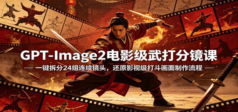 GPT-Image2电影级武打分镜课:一键拆分24组连续镜头,还原影视级打斗画面制作流程