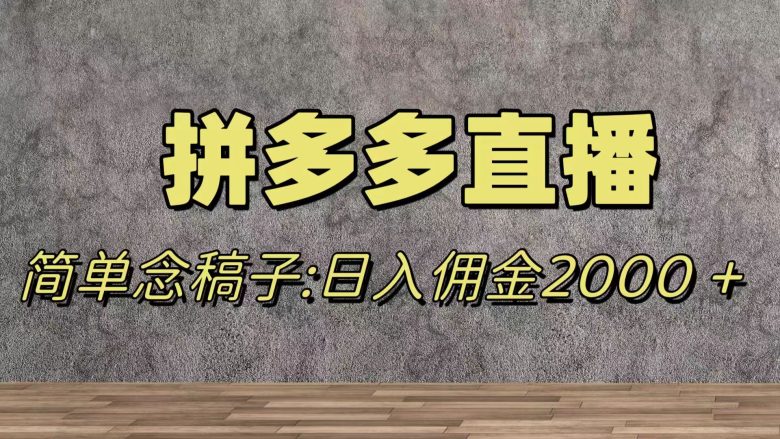 蓝海赛道拼多多直播，无需露脸，日佣金2000＋(探索拼多多直播冷门赛道的流量之王)