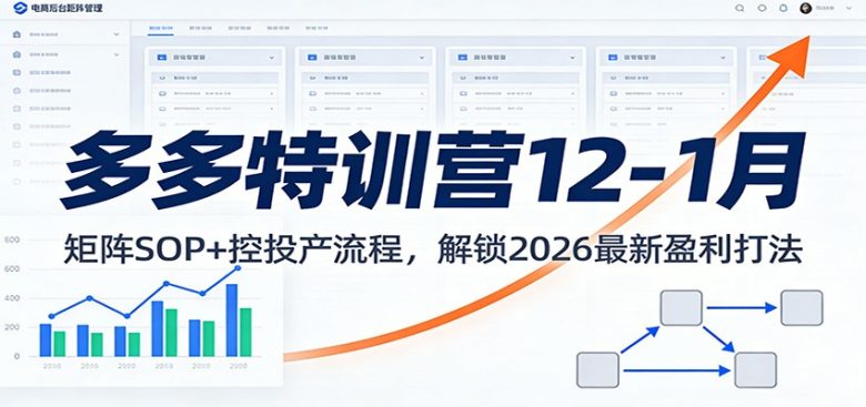 多多特训营12-1月：矩阵SOP+ 控投产流程，解锁2026最新盈利打法