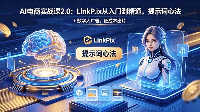 AI 电商实战课2.0｜LinkPix 从入门到精通，提示词心法 + 数字人广告，低成本出片