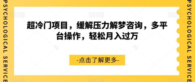 超冷门项目，缓解压力解梦咨询，多平台操作，轻松月入过万【揭秘】(探索超冷门项目缓解压力解梦咨询的市场需求与操作策略)