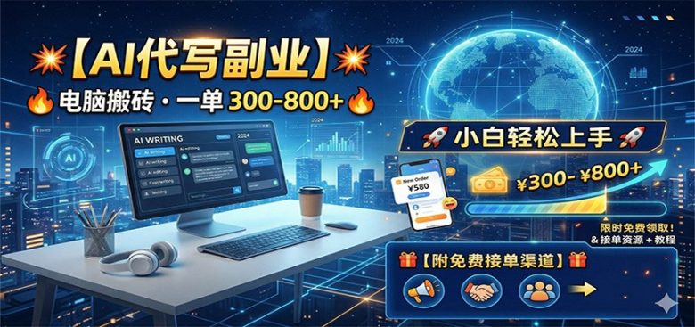 AI代写副业,电脑搬砖,一单300-800+,小白轻松上手,附免费接单渠道