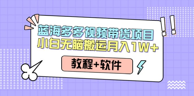 人人都能操作的蓝海多多视频带货项目 小白无脑搬运月入10000+(教程+软件)(探索蓝海多多视频带货项目小白无脑搬运月入10000+的机会) 人人都能操作的蓝海多多视频带货项目 小白无脑搬运月入10000+(教程+软件)(探索蓝海多多视频带货项目小白无脑搬运月入10000+的机会)