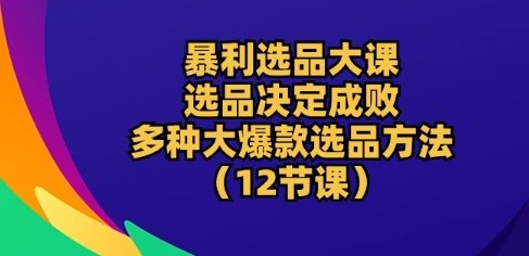 暴利 选品大课:选品决定成败,教你多种大爆款选品方法(12节课) 暴利 选品大课:选品决定成败,教你多种大爆款选品方法(12节课)