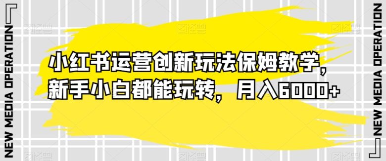小红书运营创新玩法保姆教学,新手小白都能玩转,月入6000+【揭秘】
