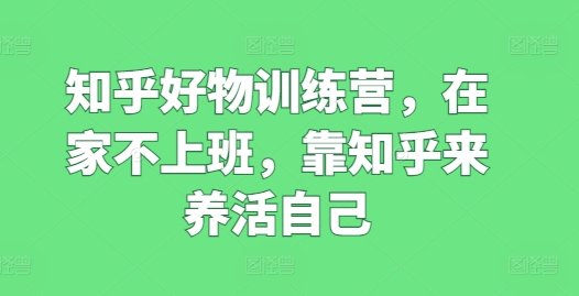 知乎好物训练营,在家不上班,靠知乎来养活自己 知乎好物训练营,在家不上班,靠知乎来养活自己