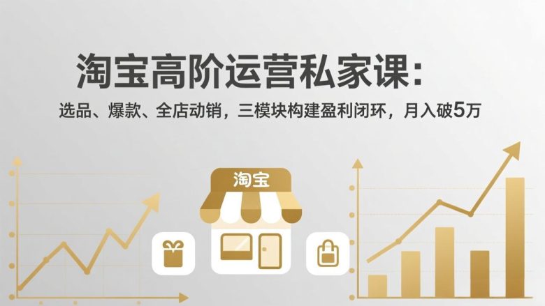 淘宝高阶运营私家课（更新26年4月）：选品、爆款、全店动销，三模块构建盈利闭环，月入破5万