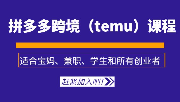 拼多多跨境(temu)课程,适合宝妈、兼职、学生和所有创业者 拼多多跨境(temu)课程,适合宝妈、兼职、学生和所有创业者