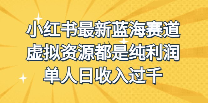 外面收费1980的小红书最新蓝海赛道,虚拟资源都是纯利润,单人日收入过千(探索小红书最新蓝海赛道,实现虚拟资源纯利润变现)