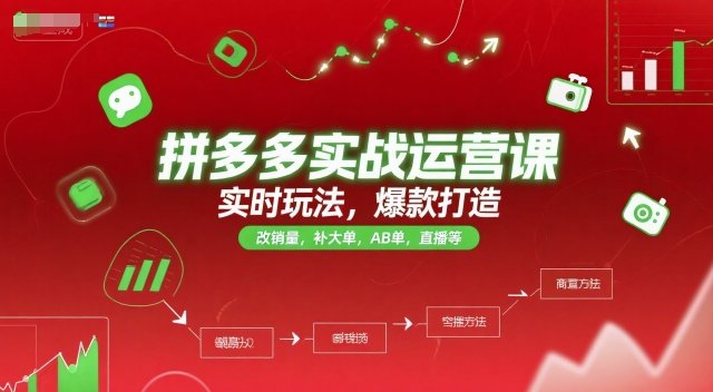 拼多多实战运营课,实时玩法,爆款打造,改销量,补大单,AB单,直播等(更新2025月)