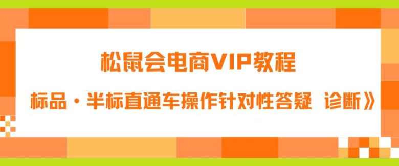 松鼠会电商VIP教程：松鼠《付费推广标品·半标直通车操作针对性答疑&诊断》(掌握半标直通车操作技巧，提升付费推广效果)