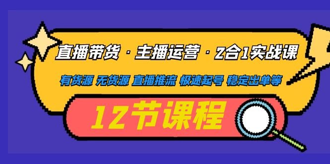 直播带货·主播运营2合1实战课 有货源 无货源 直播推流 极速起号 稳定出单(掌握直播带货秘诀，提升直播间人气与销售业绩)