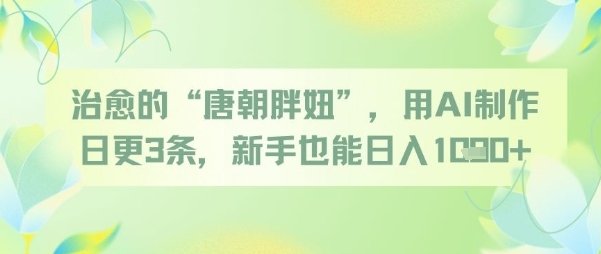 治愈的“唐朝胖妞”，用AI制作日更3条，新手也能日入多张