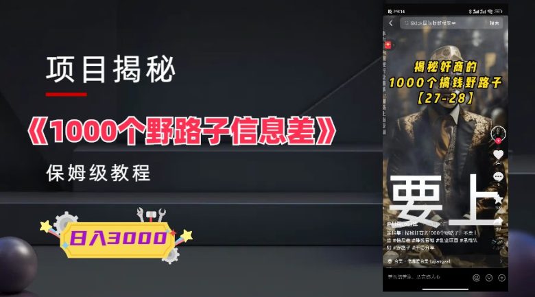 1000个野路子信息差保姆式教程-单日变现3000+的玩法解密 1000个野路子信息差保姆式教程-单日变现3000+的玩法解密