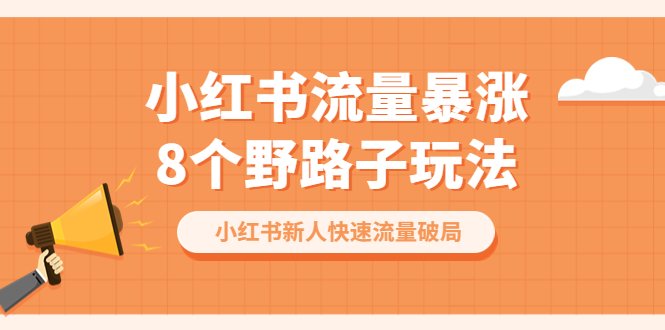 小红书流量-暴涨8个野路子玩法:小红书新人快速流量破局(8节课)(小红书新人快速流量破局8节课掌握野路子玩法)