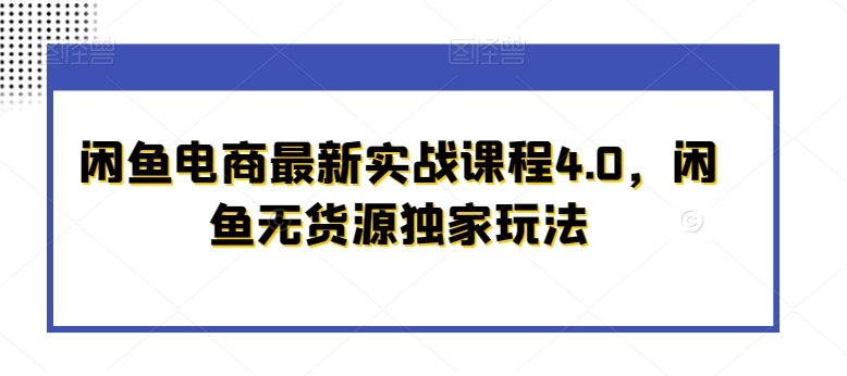 闲鱼电商最新实战课程4.0,闲鱼无货源独家玩法 闲鱼电商最新实战课程4.0,闲鱼无货源独家玩法