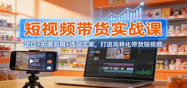 短视频带货实战课:定位+拍摄剪辑+选品文案,打造高转化带货短视频