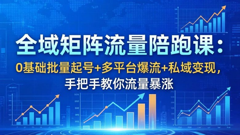 全域矩阵流量陪跑课：0基础批量起号+多平台爆流+私域变现，手把手教你流量暴涨