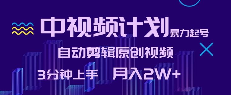 中视频计划暴力起号,自动剪辑原创视频,3分钟上手,月入2W+ 中视频计划暴力起号,自动剪辑原创视频,3分钟上手,月入2W+