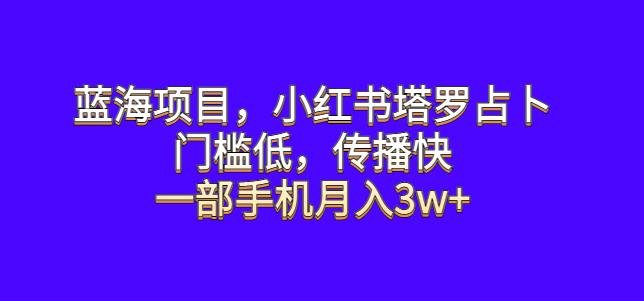 蓝海项目,小红书塔罗占卜,门槛低,传播快,一部手机月入3w+【揭秘】(揭秘小红书塔罗占卜项目轻松上手,月入3w+)