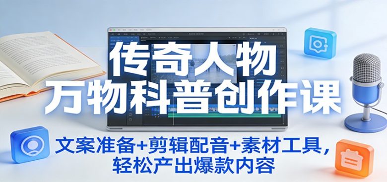 传奇人物万物科普创作课:文案准备+剪辑配音+素材工具,轻松产出爆款内容