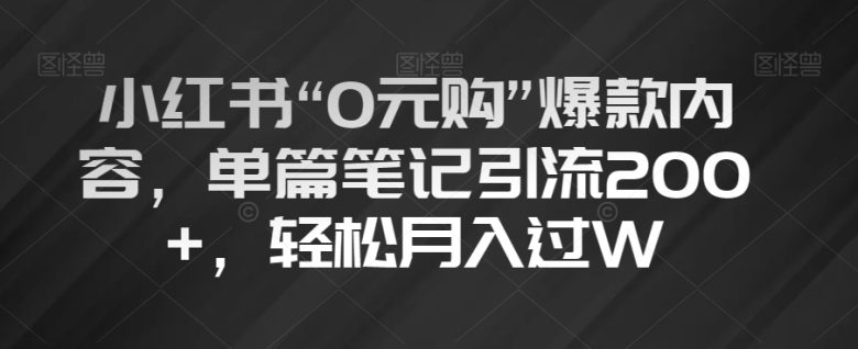 小红书“0元购”爆款内容,单篇笔记引流200+,轻松月入过W【揭秘】(揭秘小红书“0元购”爆款内容引流策略)