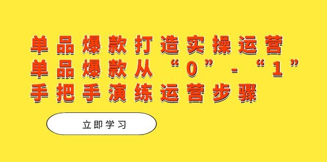 单品爆款打造实操运营，单品爆款从“0”-“1”手把手演练运营步骤(“从理论到实践详解单品爆款打造的全过程”)