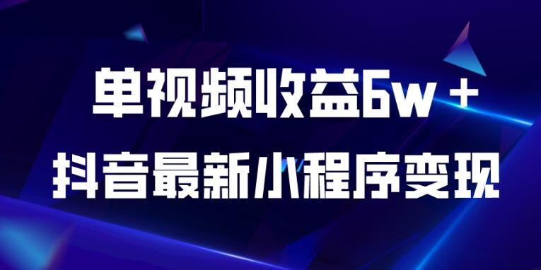 抖音最新小程序变现项目，单视频收益6w＋，小白可做【揭秘】(抖音最新小程序变现项目新手小白也能轻松赚取高收益)