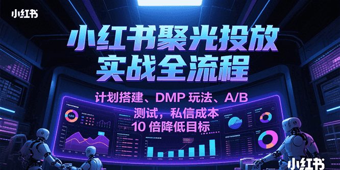 小红书聚光投放实战全流程,计划搭建、DMP玩法、A/B测试,私信成本10倍降低目标