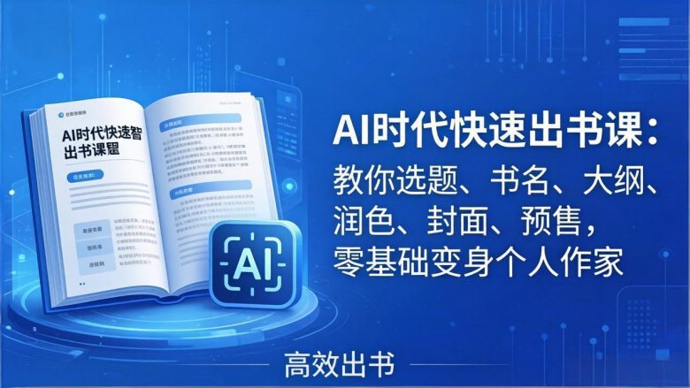 AI时代7天闪电出书课：教你选题、书名、大纲、润色、封面、预售，零基础变身个人作家