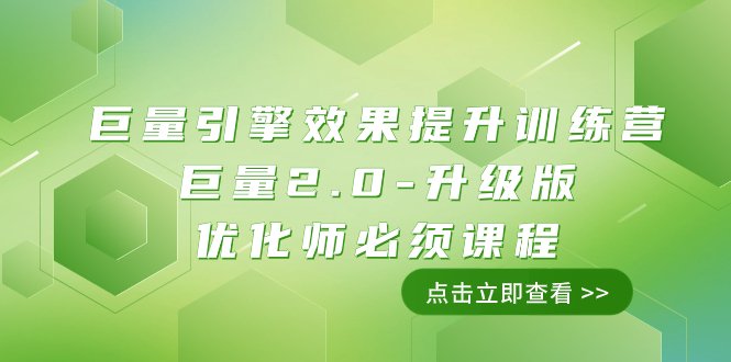 巨量引擎·效果提升训练营：巨量2.0-升级版，优化师必须课程（111节课）(探索巨量引擎2.0升级版，提升广告投放效果)