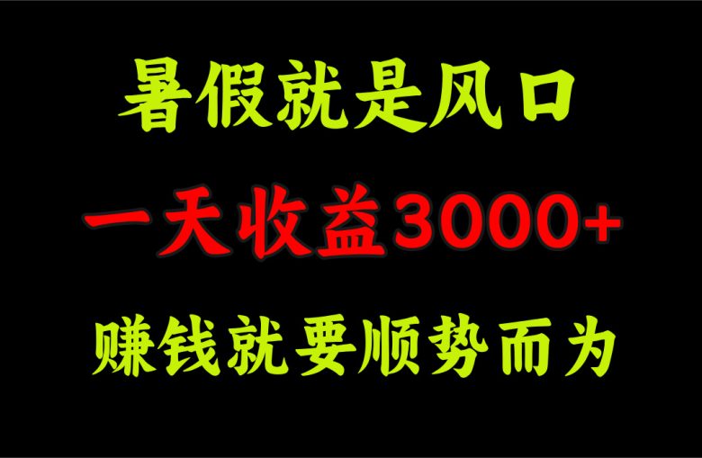 一天收益3000+ 赚钱就是顺势而为,暑假就是风口 一天收益3000+ 赚钱就是顺势而为,暑假就是风口