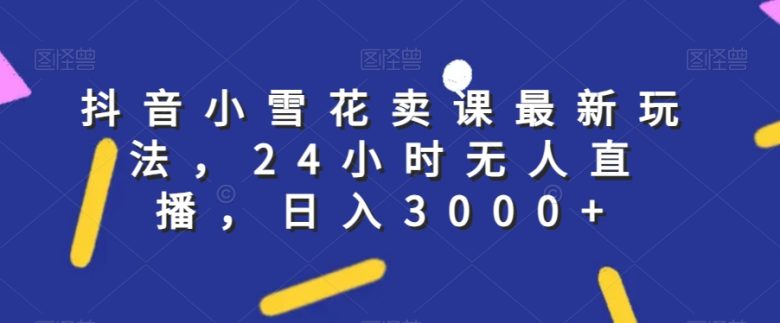 抖音小雪花卖课最新玩法，24小时无人直播，日入3000+【揭秘】(揭秘抖音小雪花卖课新玩法24小时无人直播，日入3000+)