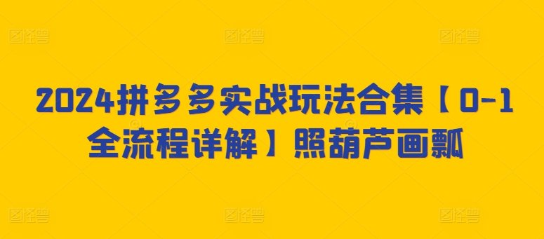 2024拼多多实战玩法合集【0-1全流程详解】照葫芦画瓢 2024拼多多实战玩法合集【0-1全流程详解】照葫芦画瓢