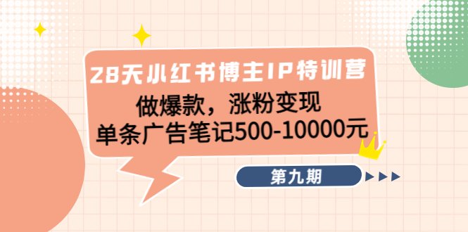 28天小红书博主IP特训营《第9期》做爆款,涨粉变现 单条广告笔记500-10000(小红书博主IP特训营《第9期》打造爆款内容,实现粉丝增长与变现)