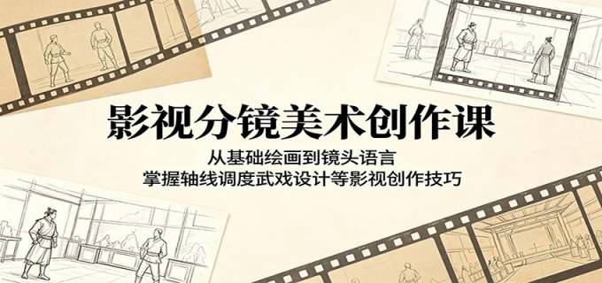 影视分镜美术创作课：从基础绘画到镜头语言，掌握轴线调度武戏设计等影视创作技巧