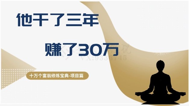 十万个富翁修炼宝典之2.他干了3年,赚了30万(“百万富翁修炼宝典三年公文项目赚取30万的成功之路”) 十万个富翁修炼宝典之2.他干了3年,赚了30万(“百万富翁修炼宝典三年公文项目赚取30万的成功之路”)