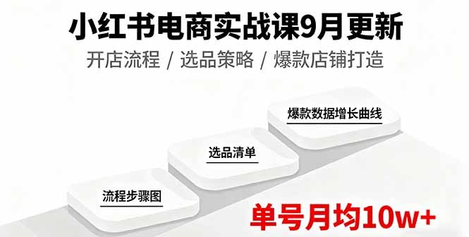 小红书电商实战课9月更新,开店流程/选品策略/爆款店铺打造,单号月均10w+