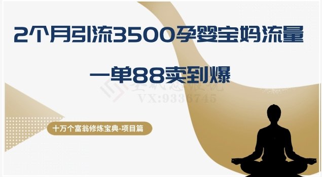 十万个富翁修炼宝典之13.2个月引流3500孕婴宝妈流量,一单88卖到爆(”十万个富翁修炼宝典之13.2个月引流3500孕婴宝妈流量,一单88卖到爆”) 十万个富翁修炼宝典之13.2个月引流3500孕婴宝妈流量,一单88卖到爆(”十万个富翁修炼宝典之13.2个月引流3500孕婴宝妈流量,一单88卖到爆”)